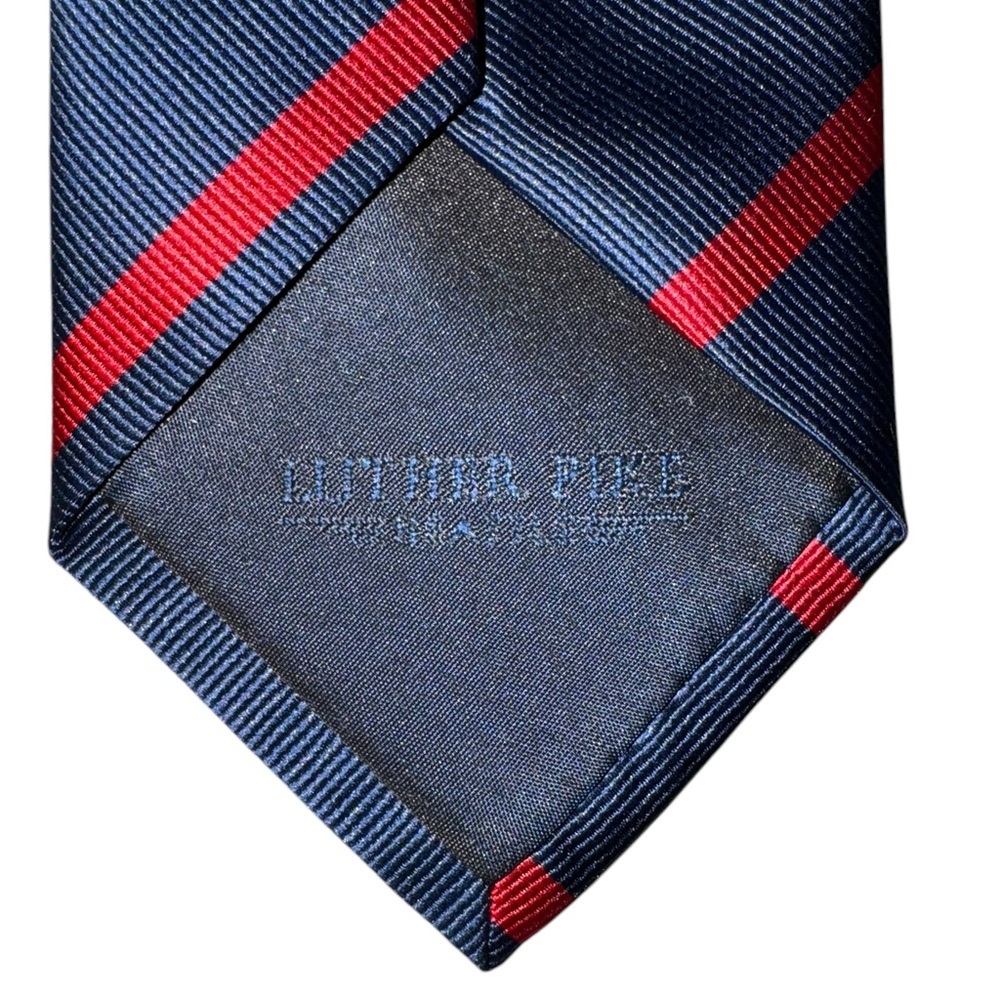 LUTHER PIKE SEATTLE Handmade Blue & Red Striped Tie - Picture 10 of 11
